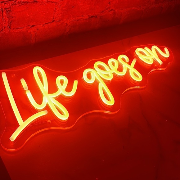 Orange Neon “Life goes on” Light Indoor Wall Decor - Picture 5 of 5